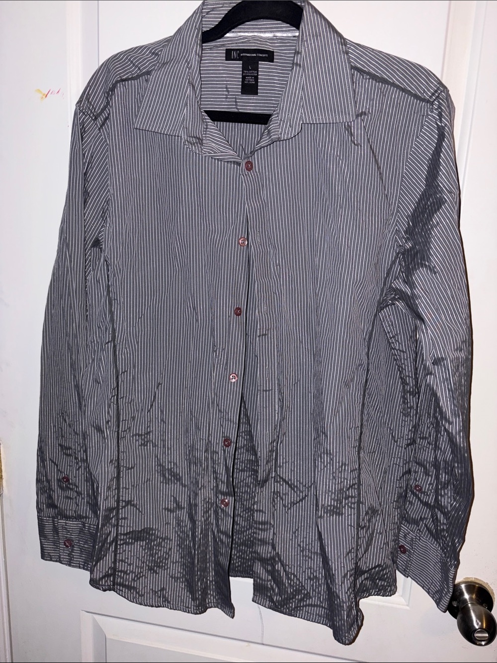 Express Men’s Black & White Pinstripe Shirt Jacket